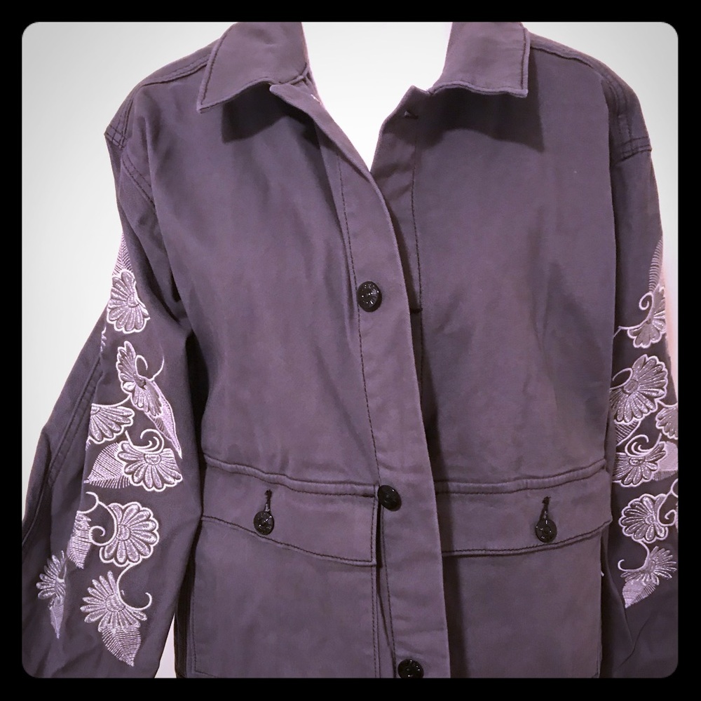 Floral Embroidered Denim Jacket Kenny LuLaRoe 2X